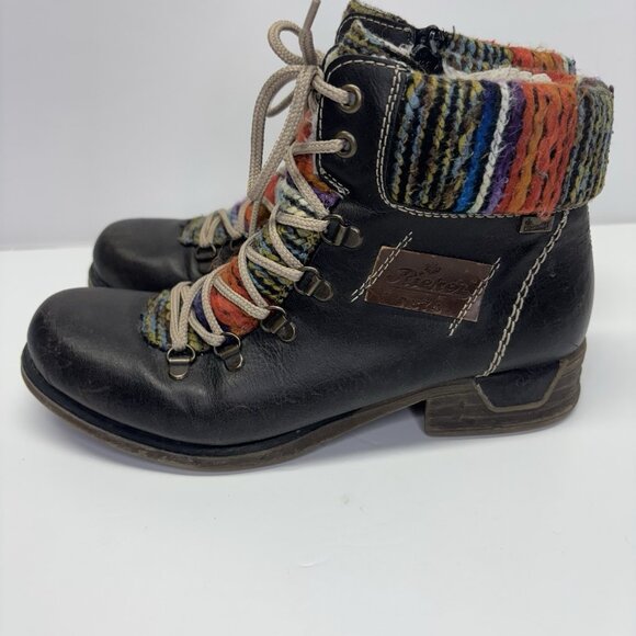 Rieker Winter Boots Womens 39 Felicitas Multicolor Leather Lace Up Round Toe - Picture 8 of 14